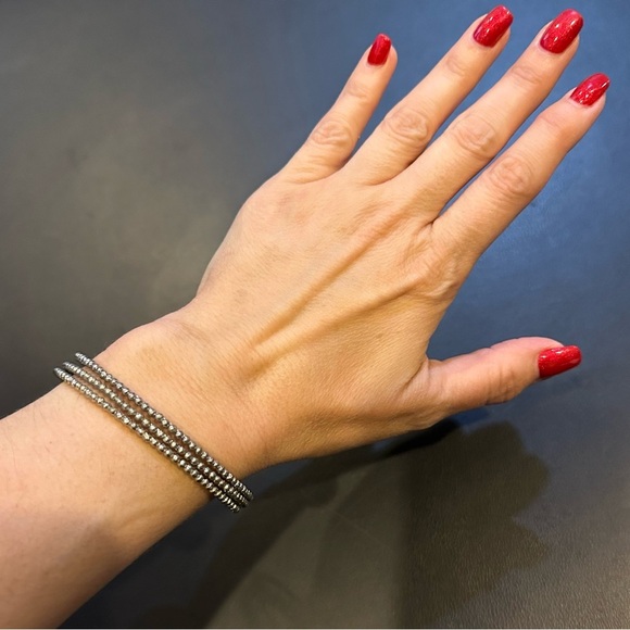 VINTAGE Dark Silver Set Of Three Bangle Bracelets - Picture 4 of 7